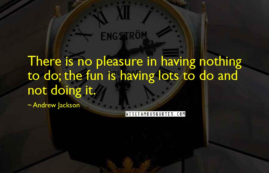Andrew Jackson Quotes: There is no pleasure in having nothing to do; the fun is having lots to do and not doing it.