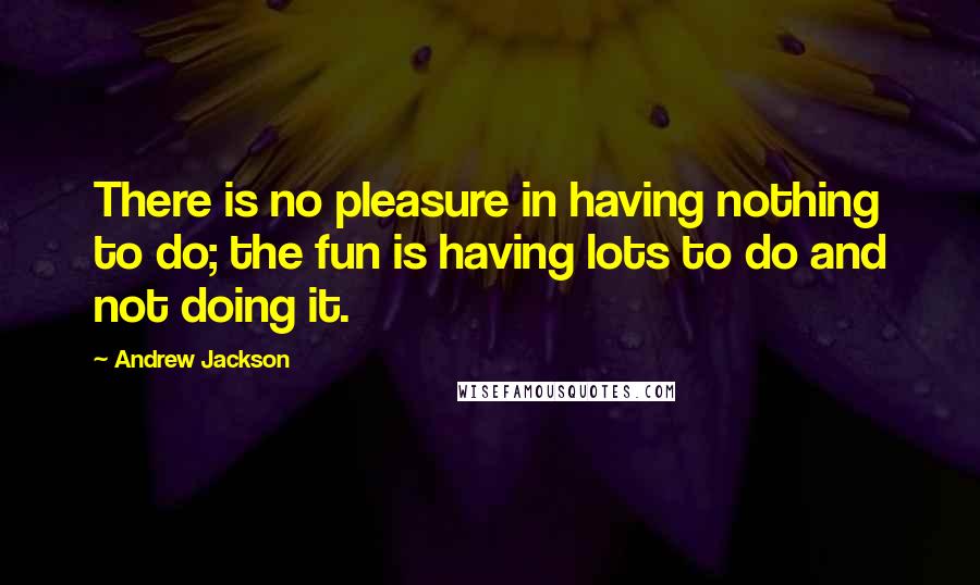 Andrew Jackson Quotes: There is no pleasure in having nothing to do; the fun is having lots to do and not doing it.