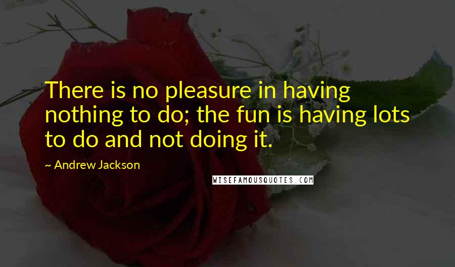 Andrew Jackson Quotes: There is no pleasure in having nothing to do; the fun is having lots to do and not doing it.