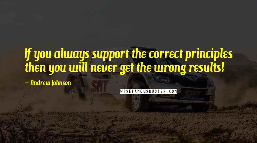 Andrew Johnson Quotes: If you always support the correct principles then you will never get the wrong results!