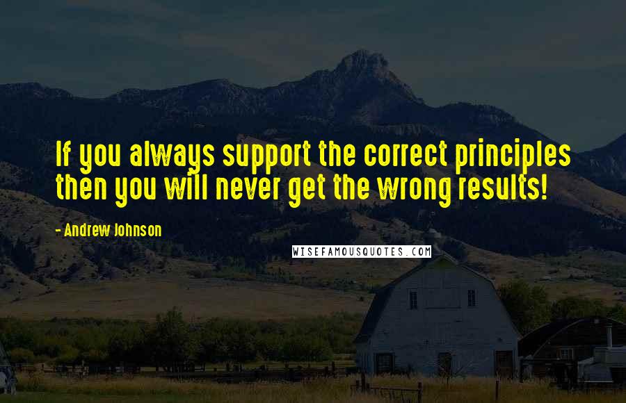 Andrew Johnson Quotes: If you always support the correct principles then you will never get the wrong results!