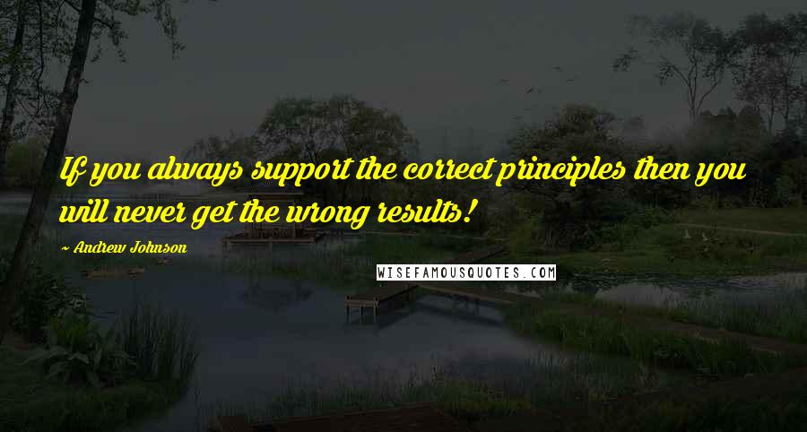 Andrew Johnson Quotes: If you always support the correct principles then you will never get the wrong results!