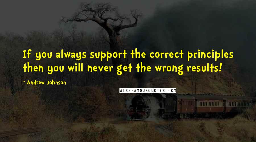 Andrew Johnson Quotes: If you always support the correct principles then you will never get the wrong results!