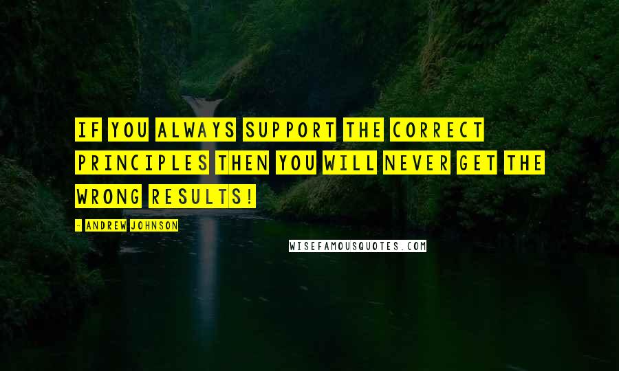 Andrew Johnson Quotes: If you always support the correct principles then you will never get the wrong results!