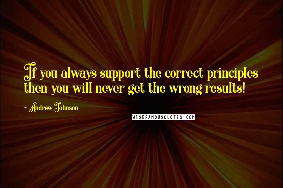 Andrew Johnson Quotes: If you always support the correct principles then you will never get the wrong results!