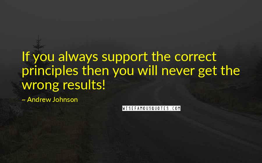 Andrew Johnson Quotes: If you always support the correct principles then you will never get the wrong results!