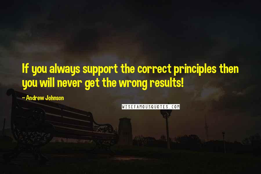 Andrew Johnson Quotes: If you always support the correct principles then you will never get the wrong results!