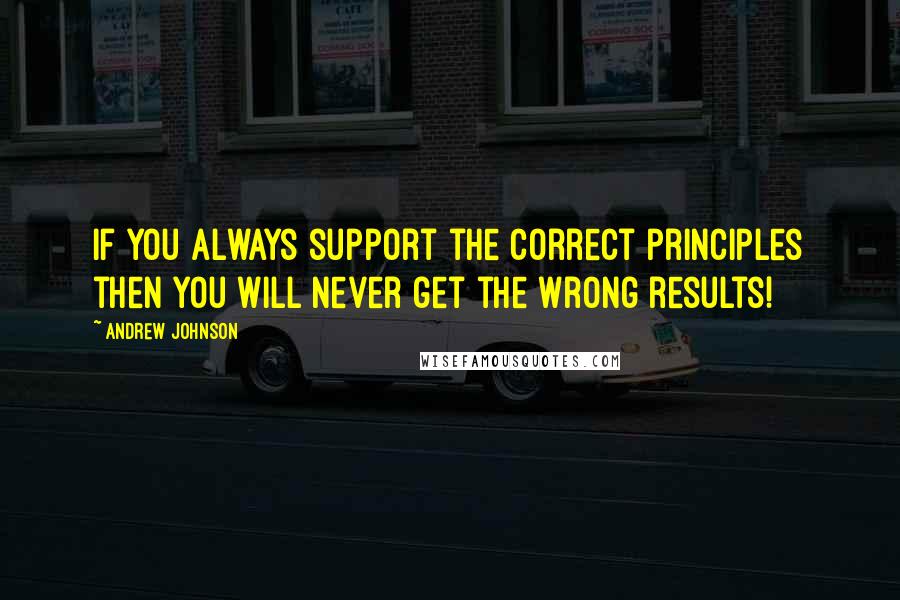 Andrew Johnson Quotes: If you always support the correct principles then you will never get the wrong results!