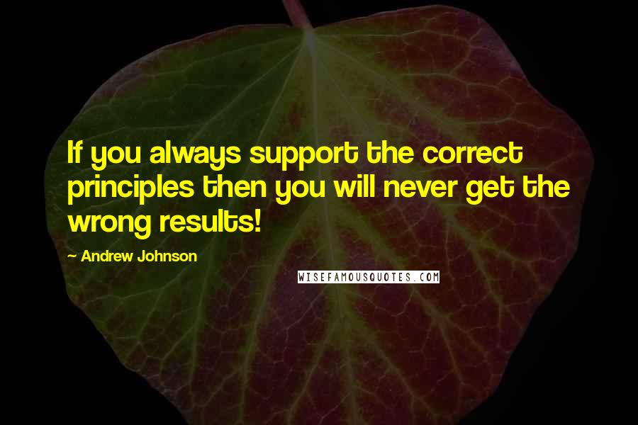 Andrew Johnson Quotes: If you always support the correct principles then you will never get the wrong results!