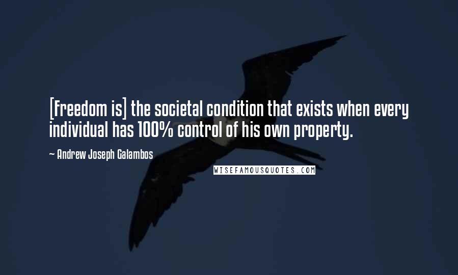 Andrew Joseph Galambos Quotes: [Freedom is] the societal condition that exists when every individual has 100% control of his own property.