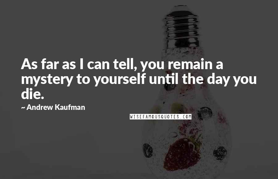 Andrew Kaufman Quotes: As far as I can tell, you remain a mystery to yourself until the day you die.