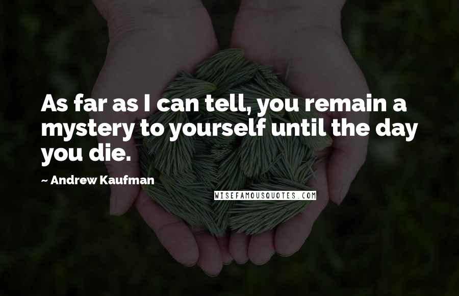 Andrew Kaufman Quotes: As far as I can tell, you remain a mystery to yourself until the day you die.