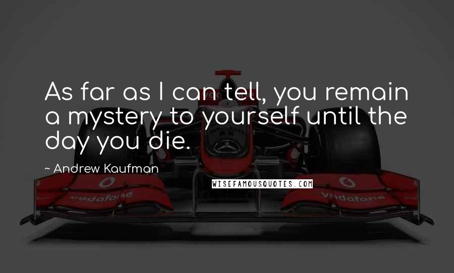 Andrew Kaufman Quotes: As far as I can tell, you remain a mystery to yourself until the day you die.