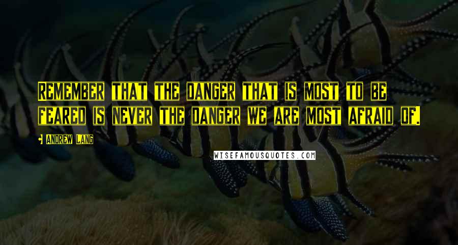 Andrew Lang Quotes: Remember that the danger that is most to be feared is never the danger we are most afraid of.