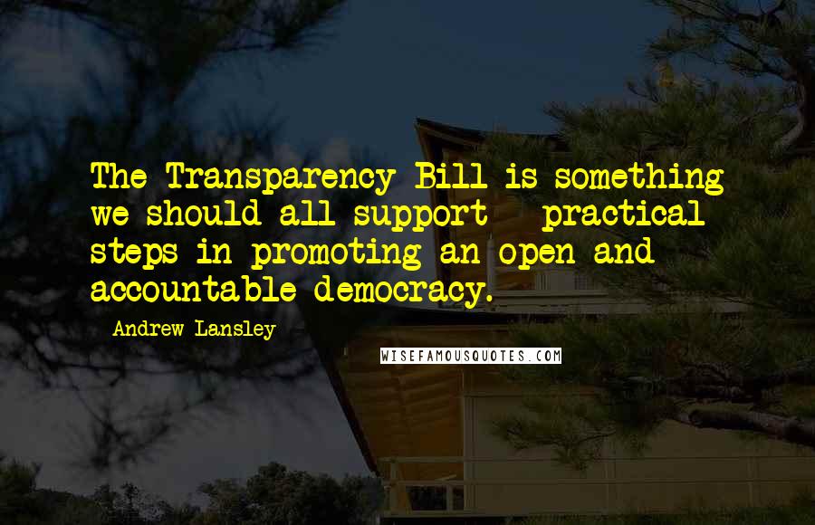 Andrew Lansley Quotes: The Transparency Bill is something we should all support - practical steps in promoting an open and accountable democracy.