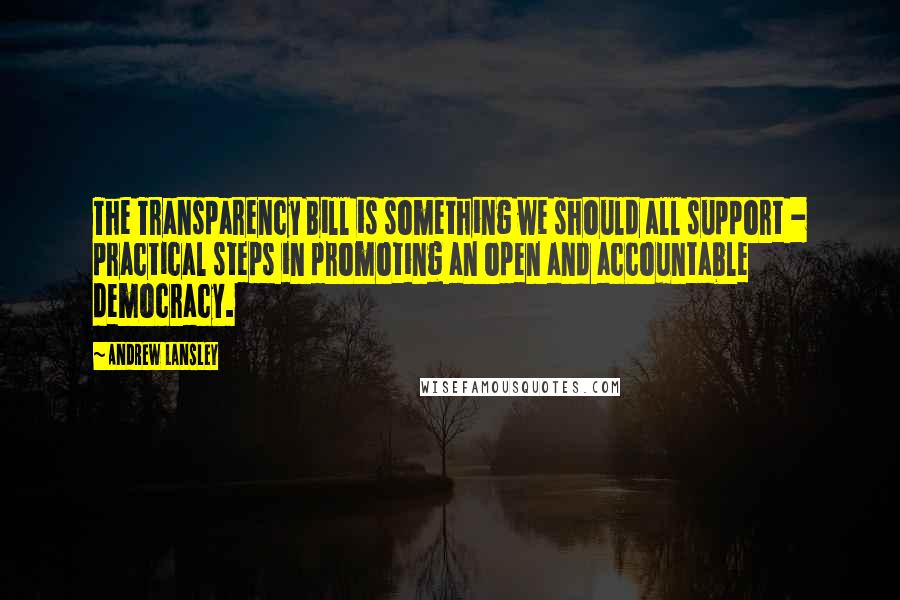 Andrew Lansley Quotes: The Transparency Bill is something we should all support - practical steps in promoting an open and accountable democracy.