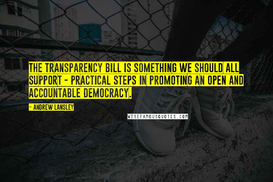 Andrew Lansley Quotes: The Transparency Bill is something we should all support - practical steps in promoting an open and accountable democracy.