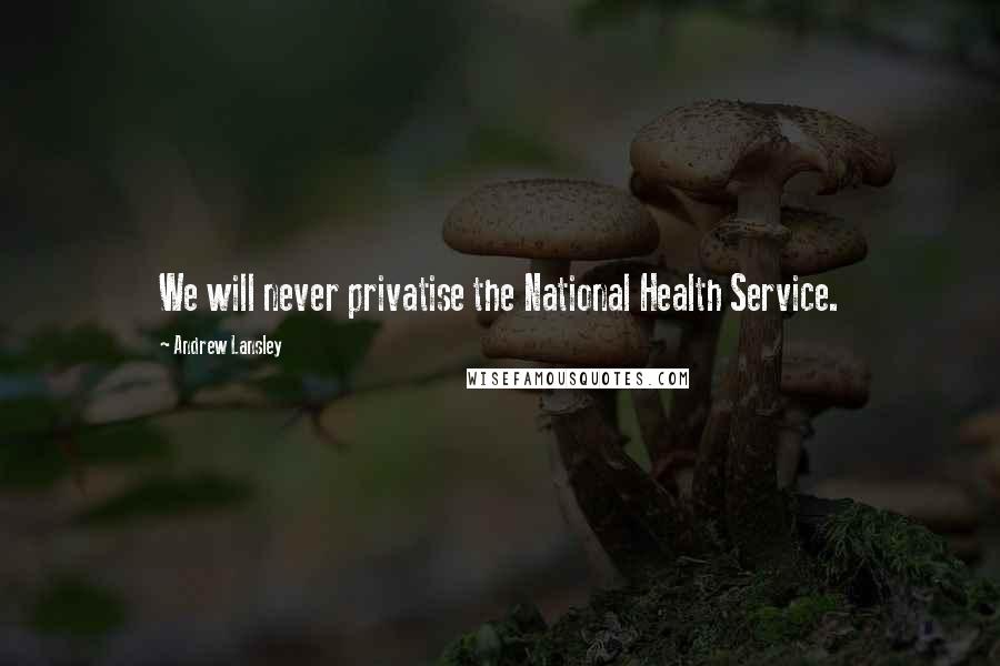 Andrew Lansley Quotes: We will never privatise the National Health Service.
