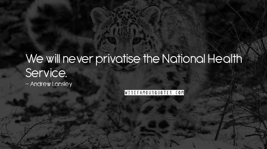 Andrew Lansley Quotes: We will never privatise the National Health Service.