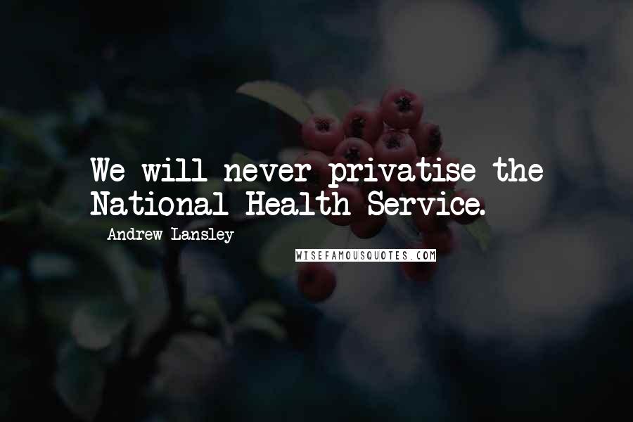 Andrew Lansley Quotes: We will never privatise the National Health Service.