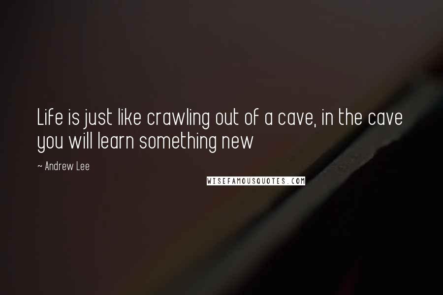 Andrew Lee Quotes: Life is just like crawling out of a cave, in the cave you will learn something new