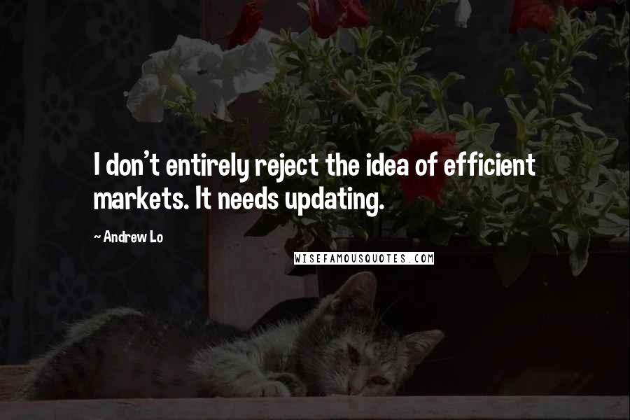 Andrew Lo Quotes: I don't entirely reject the idea of efficient markets. It needs updating.