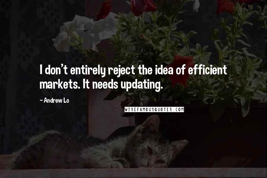 Andrew Lo Quotes: I don't entirely reject the idea of efficient markets. It needs updating.