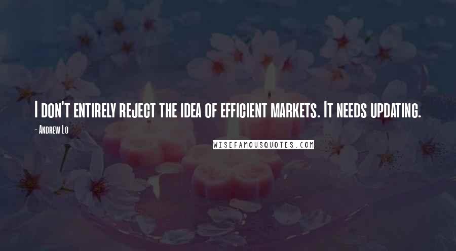 Andrew Lo Quotes: I don't entirely reject the idea of efficient markets. It needs updating.