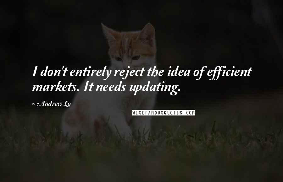 Andrew Lo Quotes: I don't entirely reject the idea of efficient markets. It needs updating.