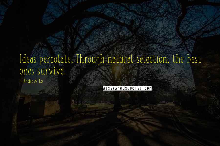 Andrew Lo Quotes: Ideas percolate. Through natural selection, the best ones survive.