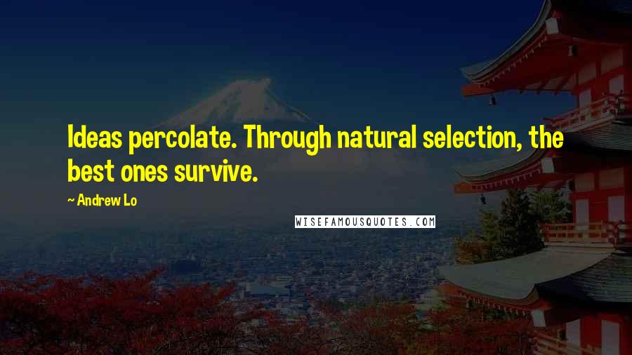 Andrew Lo Quotes: Ideas percolate. Through natural selection, the best ones survive.