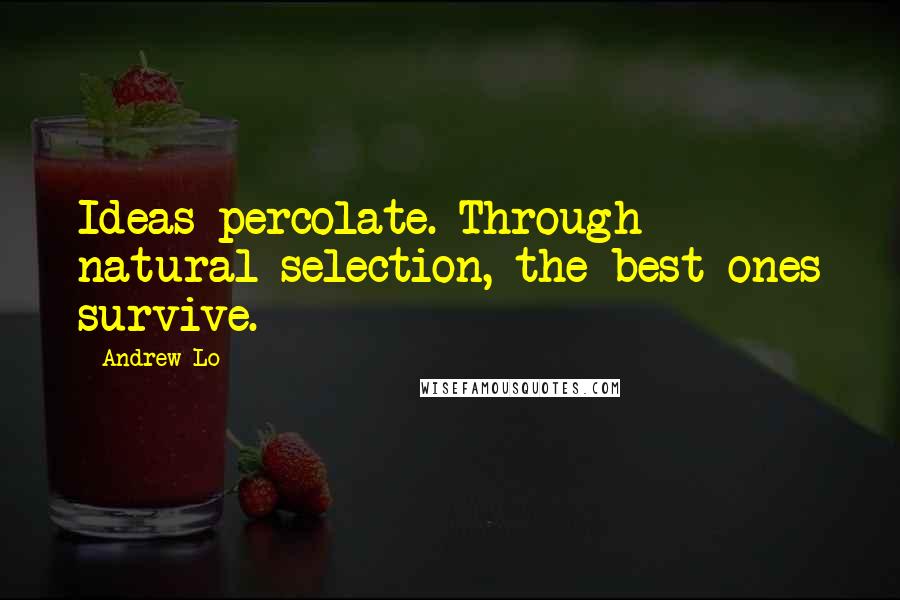 Andrew Lo Quotes: Ideas percolate. Through natural selection, the best ones survive.