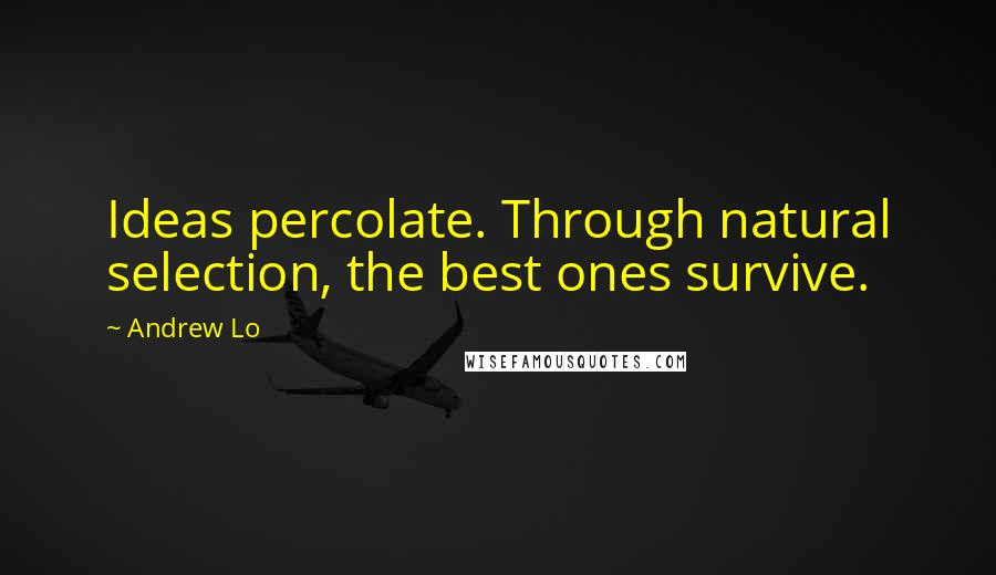 Andrew Lo Quotes: Ideas percolate. Through natural selection, the best ones survive.