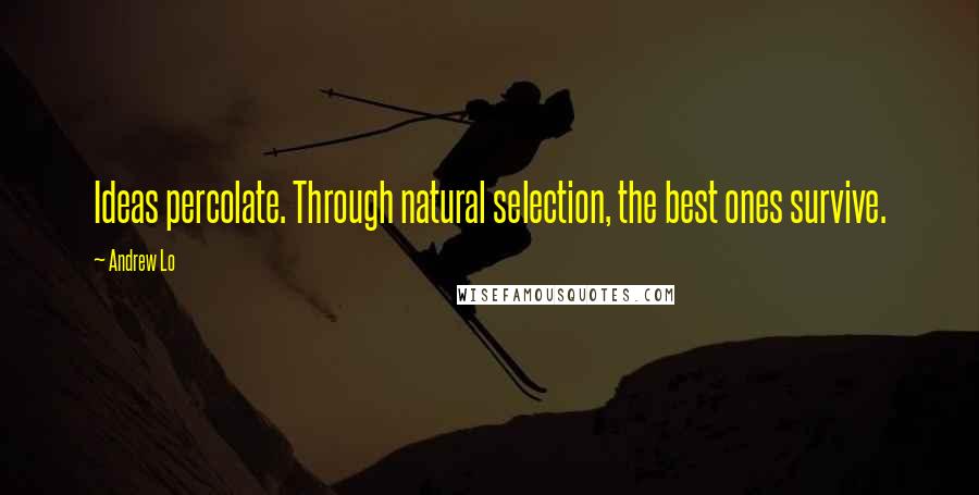 Andrew Lo Quotes: Ideas percolate. Through natural selection, the best ones survive.