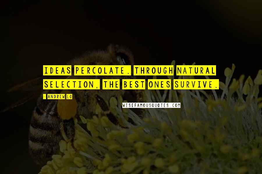 Andrew Lo Quotes: Ideas percolate. Through natural selection, the best ones survive.