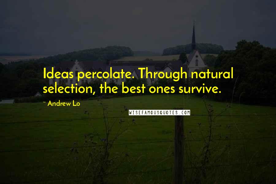 Andrew Lo Quotes: Ideas percolate. Through natural selection, the best ones survive.