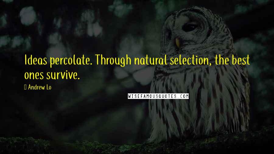 Andrew Lo Quotes: Ideas percolate. Through natural selection, the best ones survive.