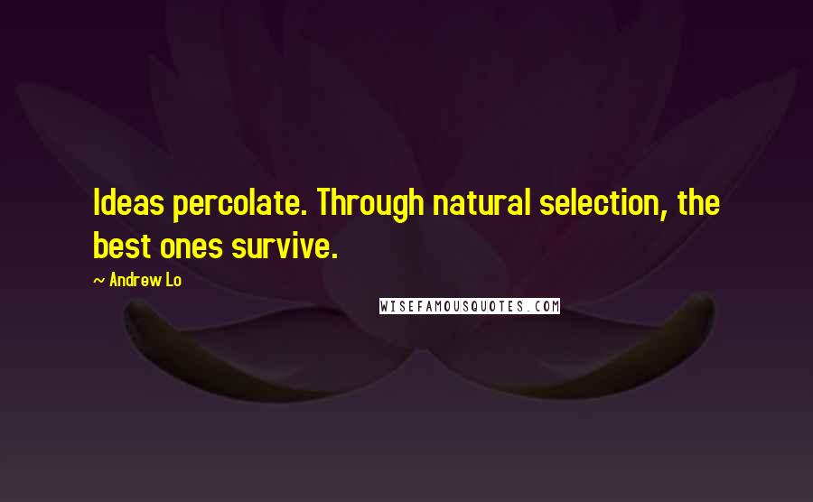 Andrew Lo Quotes: Ideas percolate. Through natural selection, the best ones survive.