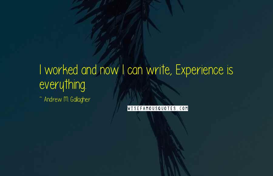 Andrew M. Gallagher Quotes: I worked and now I can write, Experience is everything.