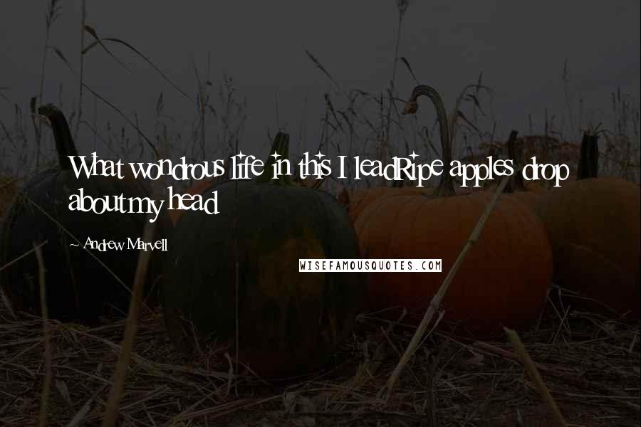 Andrew Marvell Quotes: What wondrous life in this I leadRipe apples drop about my head