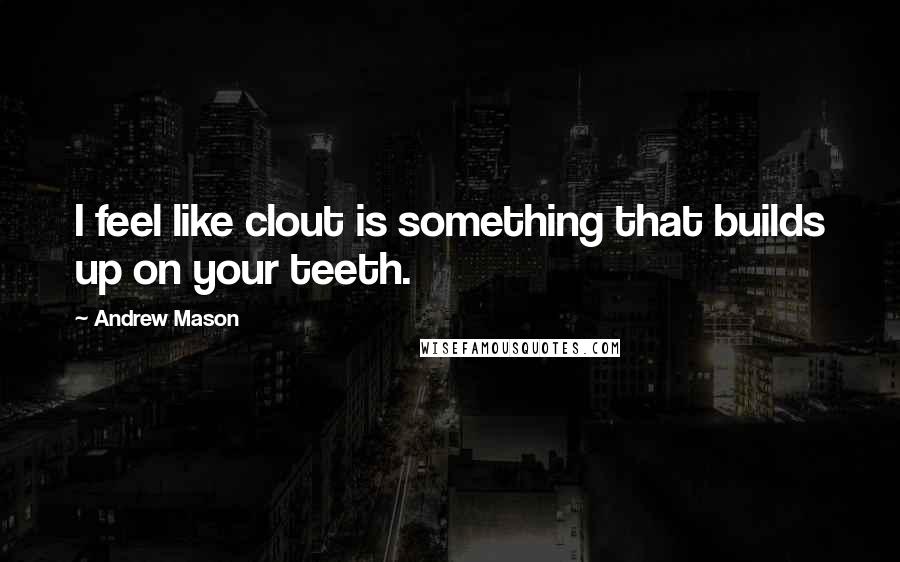 Andrew Mason Quotes: I feel like clout is something that builds up on your teeth.
