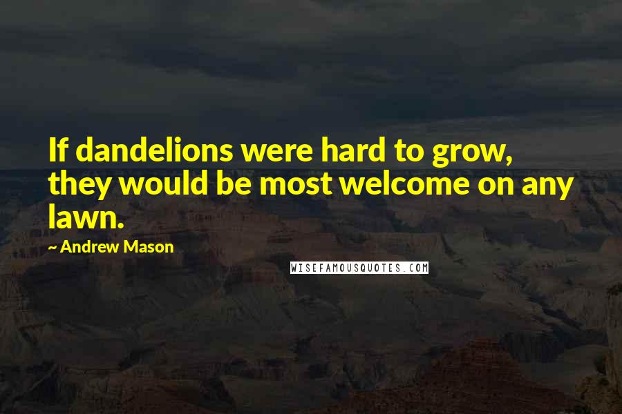 Andrew Mason Quotes: If dandelions were hard to grow, they would be most welcome on any lawn.