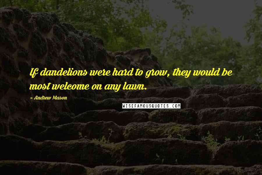 Andrew Mason Quotes: If dandelions were hard to grow, they would be most welcome on any lawn.