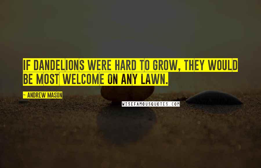 Andrew Mason Quotes: If dandelions were hard to grow, they would be most welcome on any lawn.