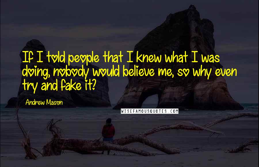 Andrew Mason Quotes: If I told people that I knew what I was doing, nobody would believe me, so why even try and fake it?