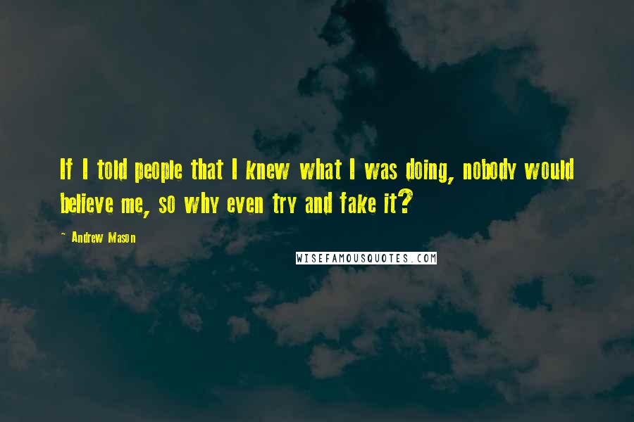 Andrew Mason Quotes: If I told people that I knew what I was doing, nobody would believe me, so why even try and fake it?