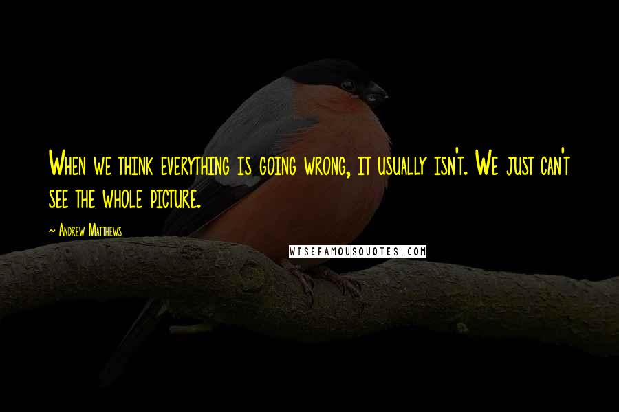 Andrew Matthews Quotes: When we think everything is going wrong, it usually isn't. We just can't see the whole picture.