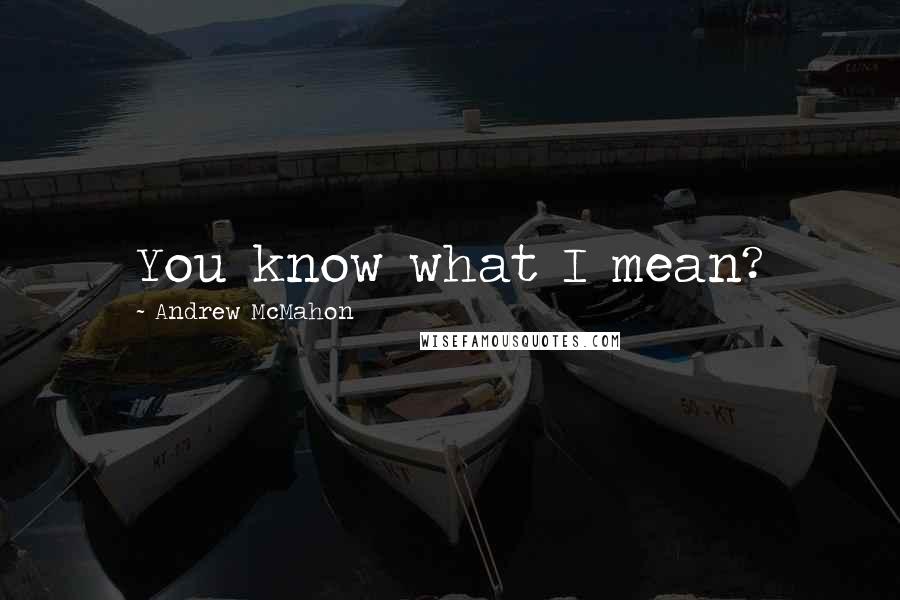 Andrew McMahon Quotes: You know what I mean?