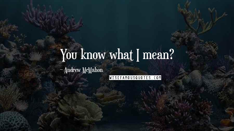 Andrew McMahon Quotes: You know what I mean?