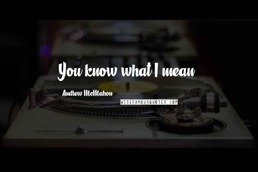 Andrew McMahon Quotes: You know what I mean?